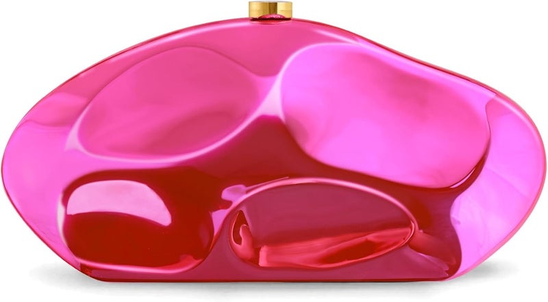 NEWROGENG Acrylic Clutch Purse for Women Evening Bag, Irregular Shell Acrylic Purse Box Clutch with Chain for Party Wedding Prom - Image 1